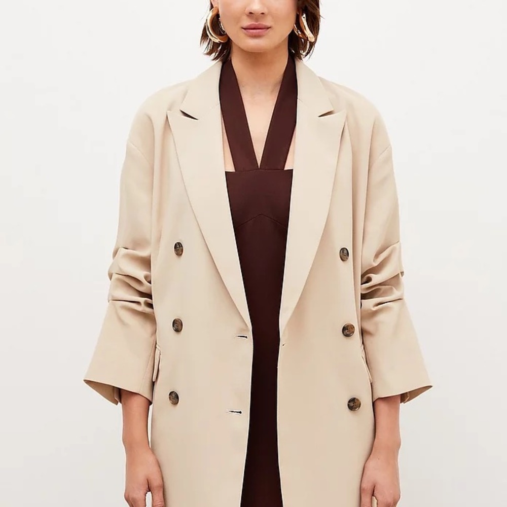 Karen Millen Women's Beige Double-Breasted Coat